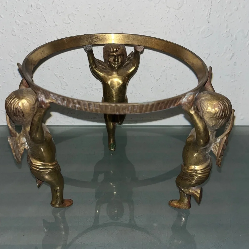Vintage brass Cherub base/candle holder
